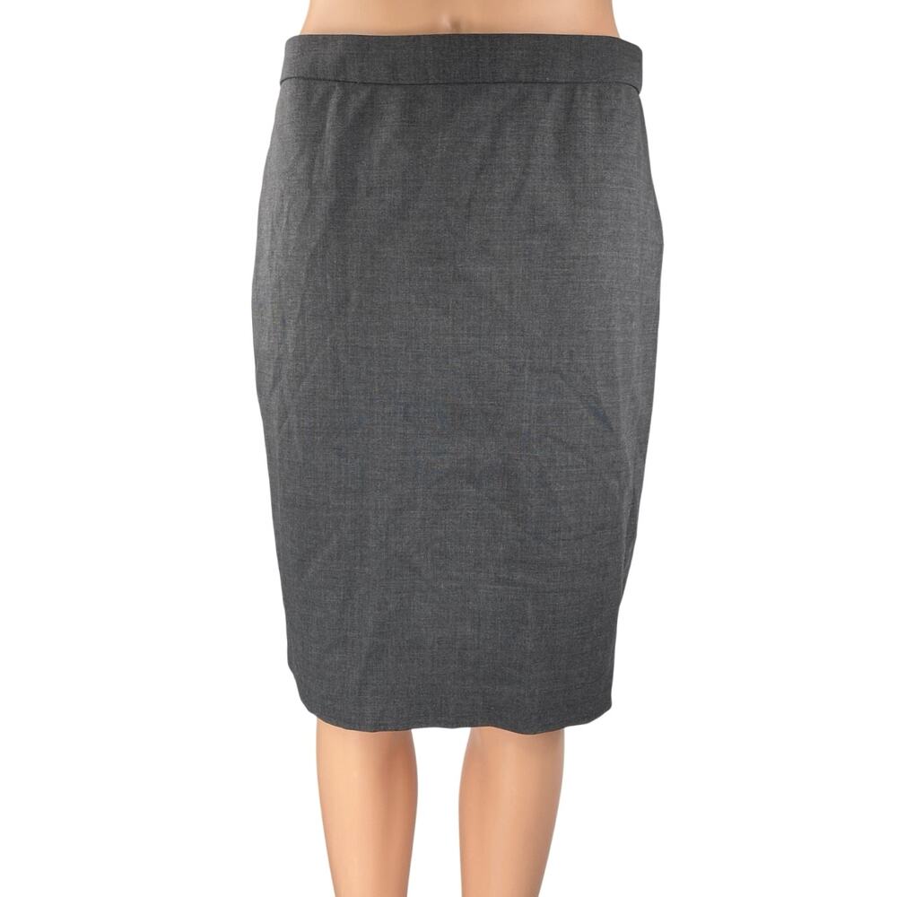 J.Crew Dark Gray Wool High Waist Zipper Knee Length Straight Pencil Skirt Size 2